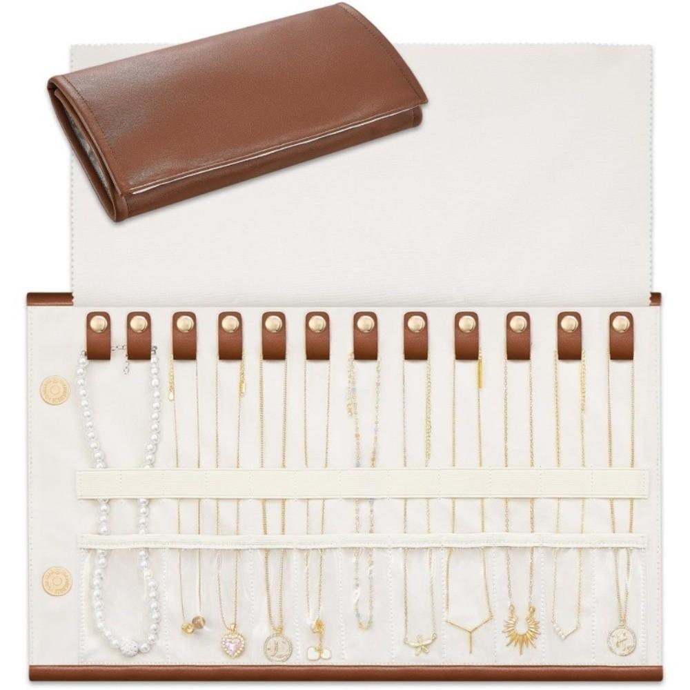 Soft PU Material Travel Necklace Organizer Foldable Jewelry Organizer For Travel Jewelry Storage