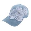 Washed denim baseball cap children outdoor commuter sun protection visor hat lace sweet big flower cap