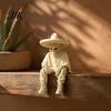Skull Ornaments for Desk 3D Printed Sitting Skeleton Shelf Sitter Figurine, Gothic Hat Desktop Resin Statues Ornament, Trendy Home Table Edge