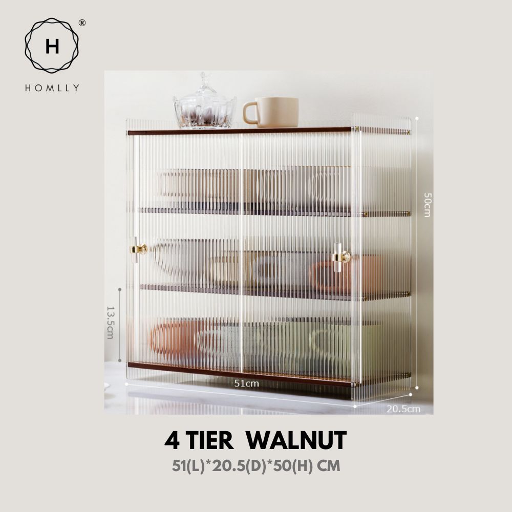 Homlly Dustproof Kitchen Storage Tabletop Cupboard Rack with Acrylic Door