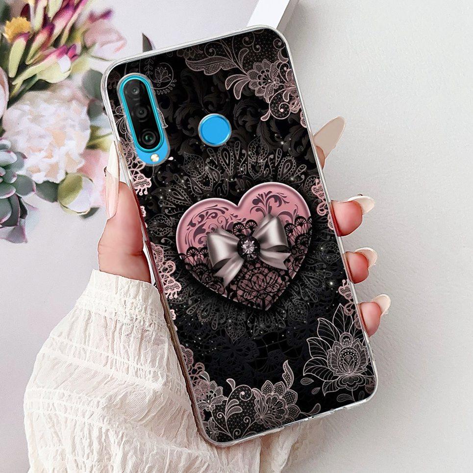 Cover For Huawei P30 Lite P10Lite Back Bumper Huawei P20 Lite Colorful Butterfly Flower Painting Phone Case Transparent Soft TPU