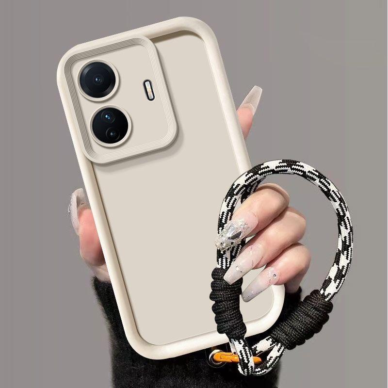 Для vivo T1 4G 44W Чехол iQOO Z6 4G 44W T1 4G Y55 2022 Чехол для телефона с плетеным шнурком Чехол для защиты кожи на ощупь Ударопрочный чехол