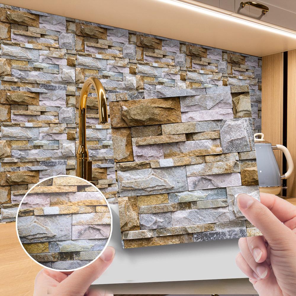 10 шт., наклейка на цементную, кирпичную, мраморную плитку, кухонный фартук, маслостойкая ванная комната, умывальник, пилинг и палка, водонепроницаемые художественные наклейки на стены