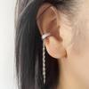 Long Chain Fringed Earbone Earrings Exquisite Drip Glaze C-Shaped Splicing Diamond-Set Earclips Personalized Style Ear Hanging Women