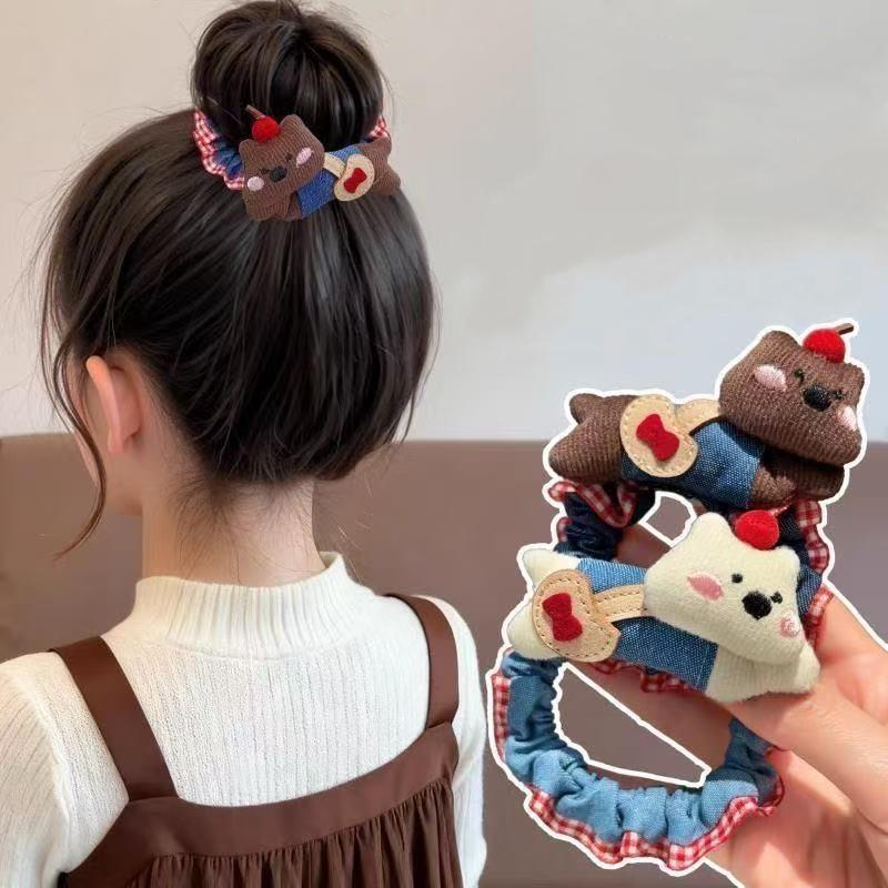 Cute Puppy Denim Hair Rope Versatile Decorative Headwear Student Tie Ponytail Headband Hair Accessories