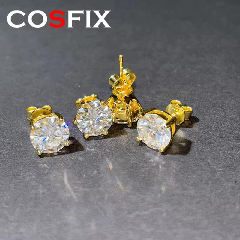 Серьги-гвоздики GRA Moissanite, стерлинговое серебро 925 пробы, лабораторный бриллиант, моссанит, серьги для женщин и мужчин, муассанит, 1 карат, 2 карата