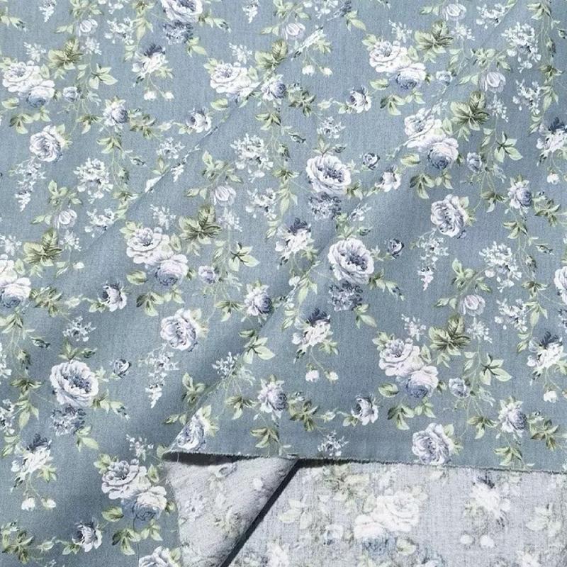 160x100см Хлопковый твил с винтажным принтом "Розы" для DIY постельного белья, ручной работы, скатерти, декора, лоскутного шитья
