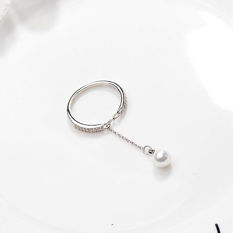 1Pcs Rings Adjustable Rings Temperament Jewelry Pearl Tassel Cycle Chain Pearl Ring Pendant