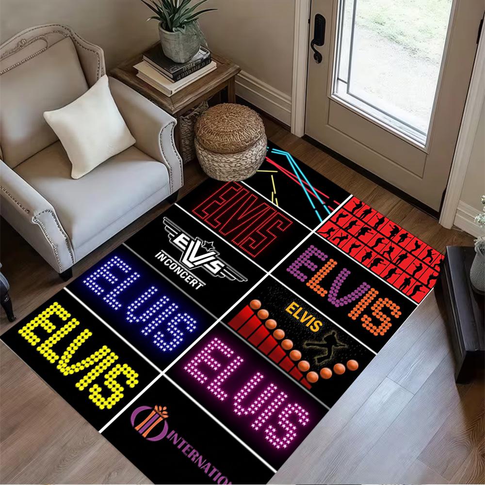Elvis Presley's Iconic Smile Floor Rug Office Rug Design for Game Room Playrooms Kitchen Foyer Anti-slip Rug Anime Office Decor
