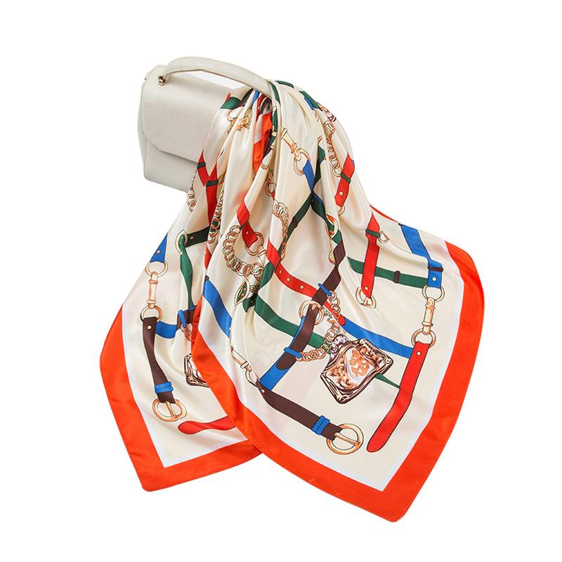 Большой квадратный шарф из искусственного шелка 90 см. Шелковый шарф женский. Новинка 2024 года. Весенние и осенние модели зарубежной модной рубашки. Большой квадратный шарф. Материнский шарф.