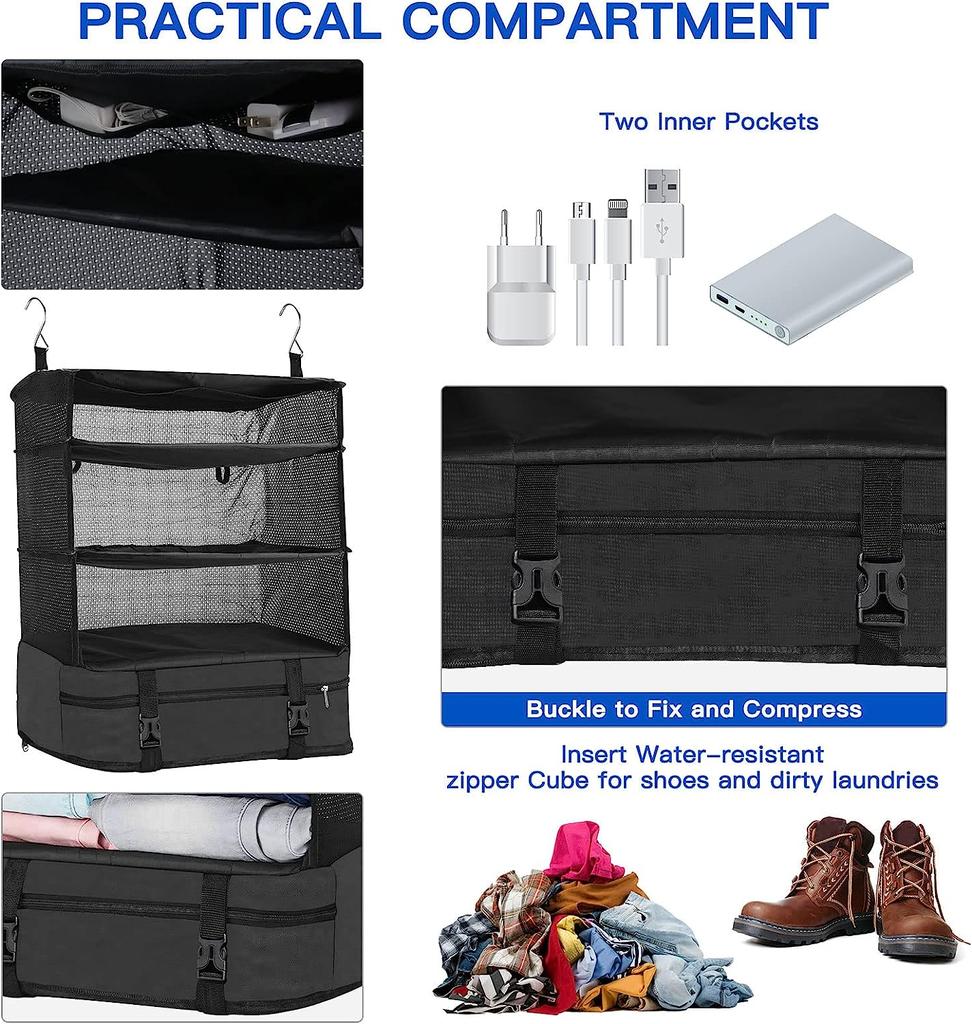 Прочные оксфордские упаковочные кубики для чемоданов, подвесные органайзеры для ручной клади для путешествий