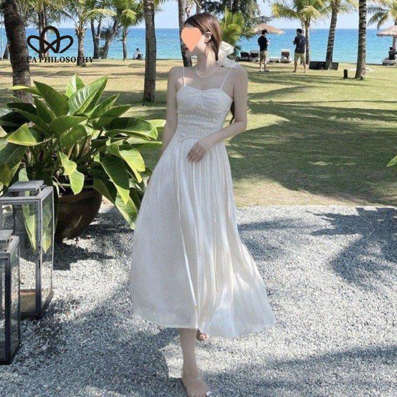 Элегантное кружевное платье на бретельках с русалкой во французском стиле, новое летнее женское элегантное модное повседневное пляжное платье в стиле ретро