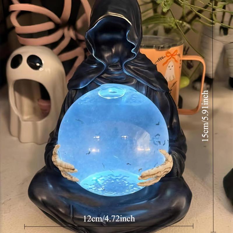 Готическая черная роба Скульптура Жнеца Хрустальный шар Может светиться Домашняя Гостиная Спальня Настольное украшение Декорация