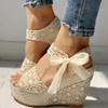 2024 2024 INS hot lace Leisure Women Wedges Heels Heels Shoes 2024 Summer Sandals Party Platform High Heels Heels Shoes Woman