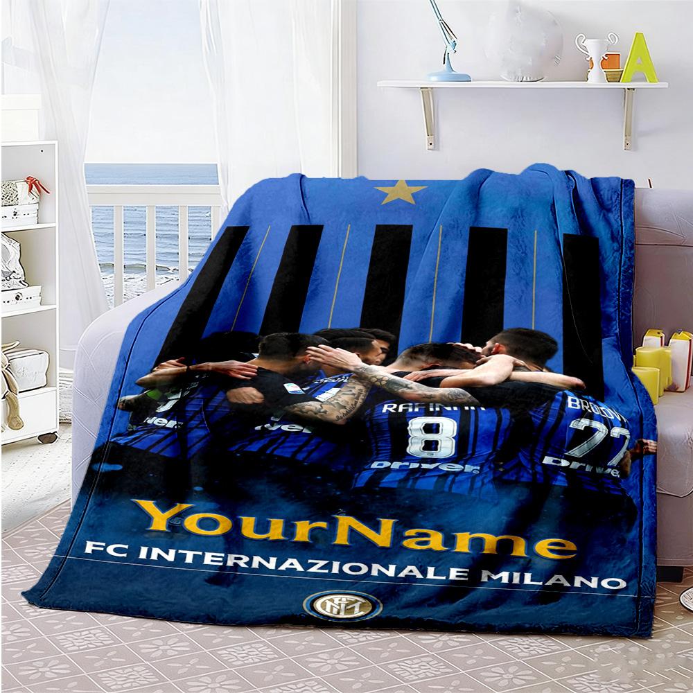Inter Milan Personalized Text Blanket Gift Customizable Blanket Durable Comfort Perfect for Bedding Office Chair Chair Picnics for All Occasions