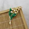Enamel Green Leaf Lily Of The Valley Brooch Women'S Clothing Green Oil Drop Alloy Flower Pin Brooch