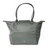 Longchamp Le Pliage Green Логотип Складная Сумка-тоут на молнии с клапаном Холст и Кожа Наплечная Сумка Большие Женские Сумки Графит 1899919P66