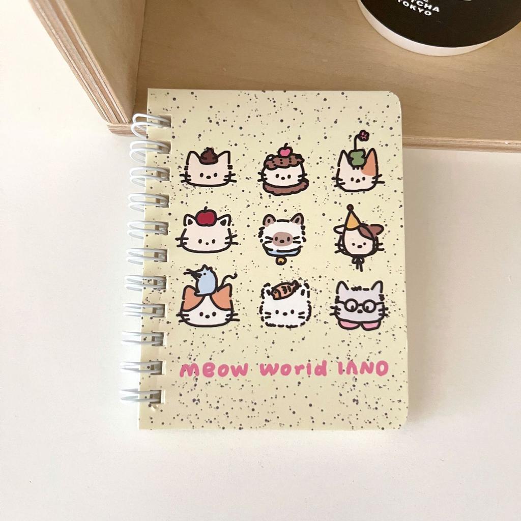 Cute Cartoon Spiral Notebook A7 Size Portable Pocket Side Flip Notepad for Students Aesthetic Memo Pad for Notes Journaling