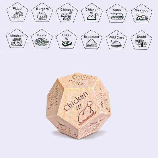 12 Sides Food Decision Dice Wooden Couple Date Night Ideas Dice Portable