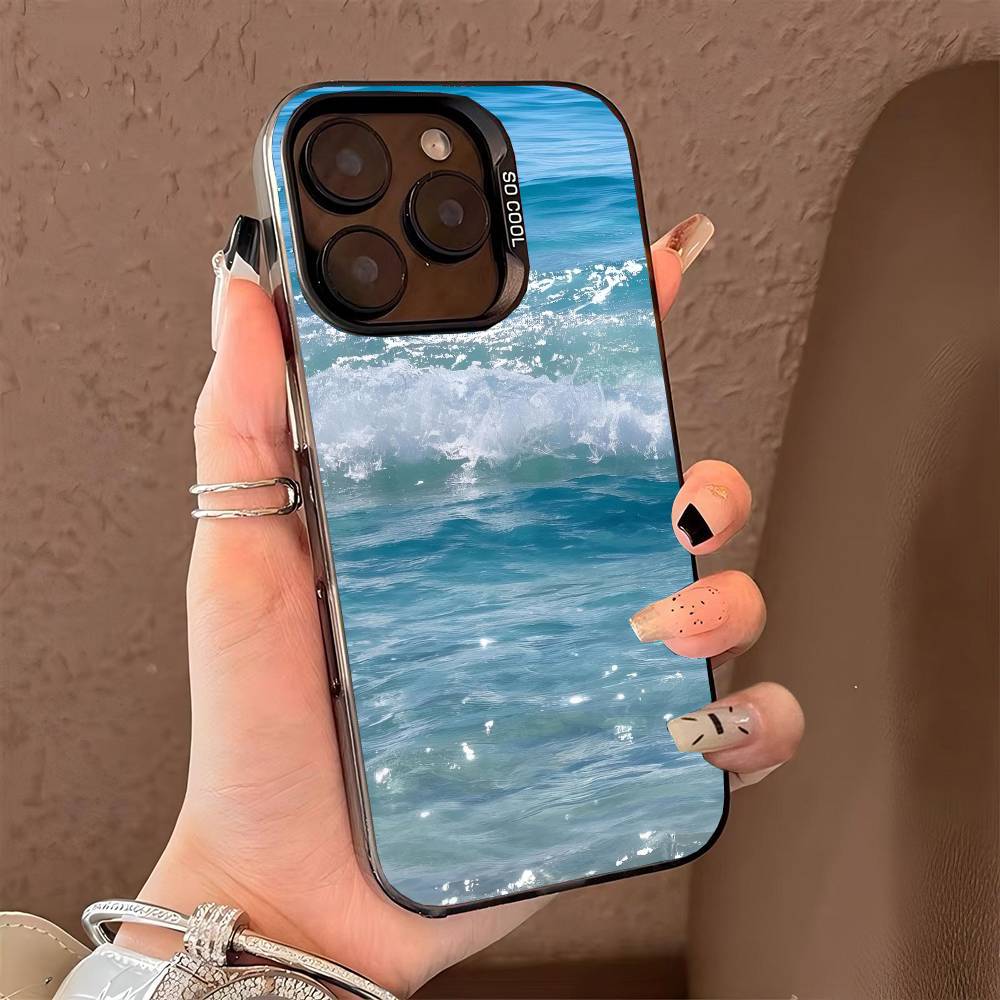 Чехол для телефона с волнами для iPhone 17 17Air 16 15 14 13 12 11 Pro Max Plus Цветной Серебристый