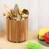 Acacia Wood Utensil Holder 360° Rotating Kitchen Cutlery Chopstick Flatware Storage Shelf Counter Cooking Utensil Organizer