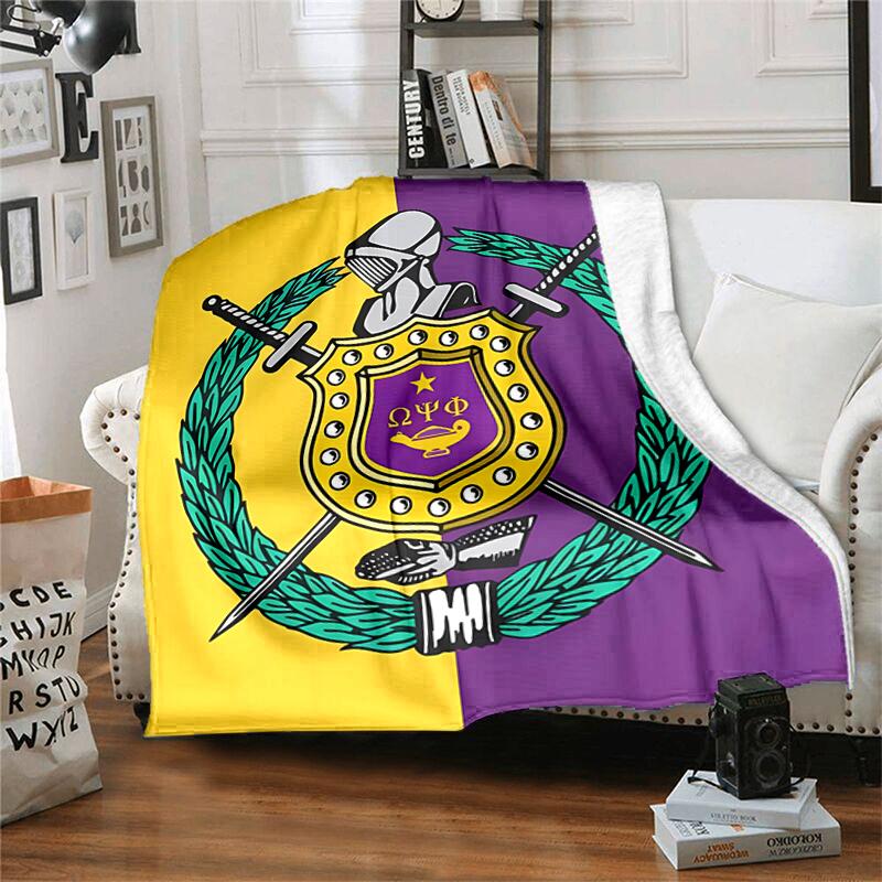 1pc Blanket Omega Psi Phi Print Design, Lightweight Blanket for Sofa, Bed- Soft &Warm, Gift for All Seasons like Christmas, Halloween