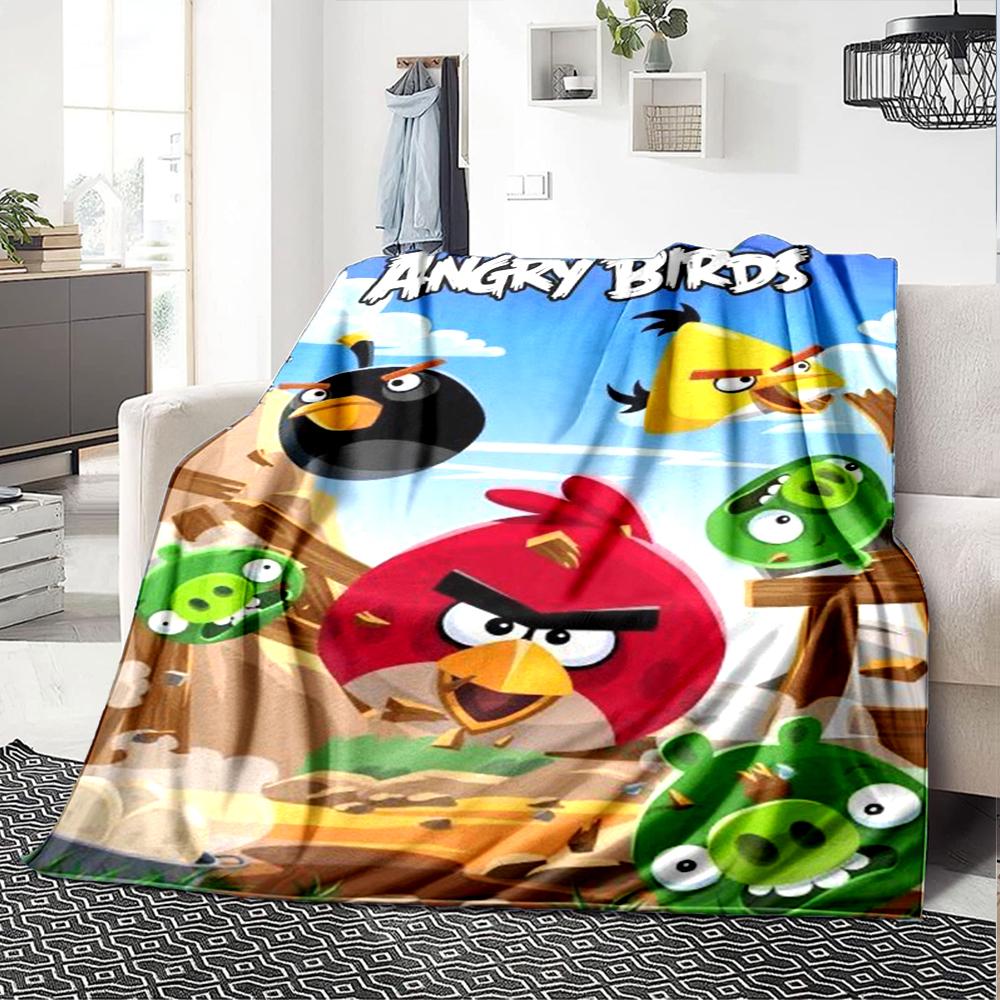 Angry Birds Theme Printed Blanket - Perfect for Couch, Bed, Travel & Outdoor Use | Machine Washable, Cozy & Durable.
