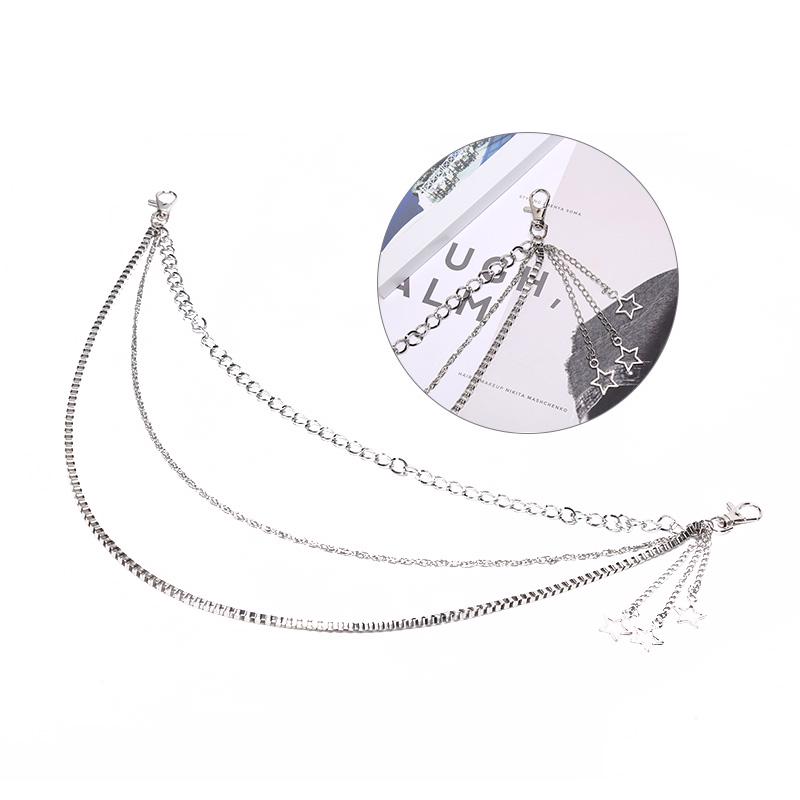 Металлическая готическая цепочка для брюк в стиле хип-хоп, панк, 3 слоя, джинсовый кошелек, цепочка для ключей, женская цепочка со звездой