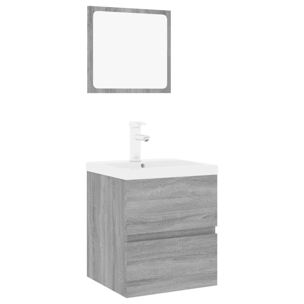 Bathroom Furniture Set Gray Sonoma Particleboard