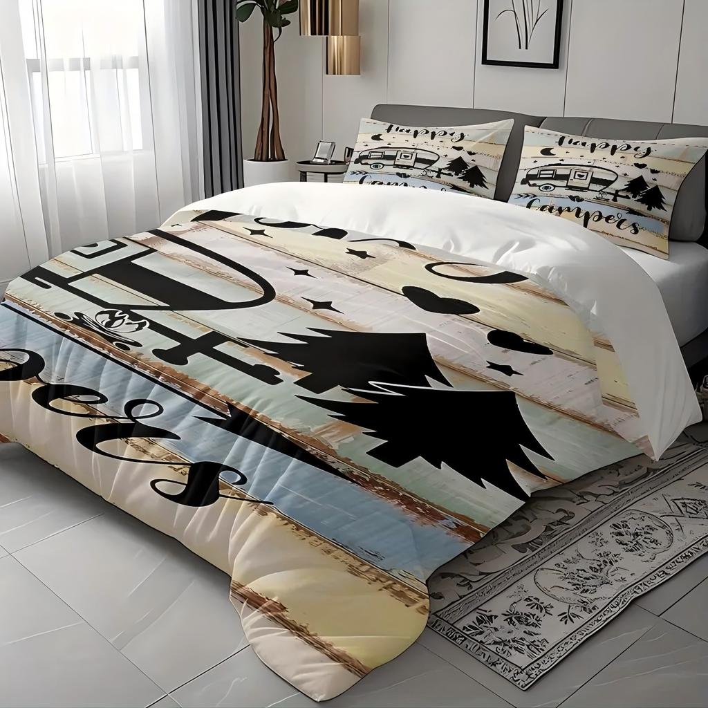 Digital Printing Outdoor Camping Theme Pattern Bedding Cover Pillowcase Luxury Home Textiles Cartoon Car Camp Duvet Cover Sets