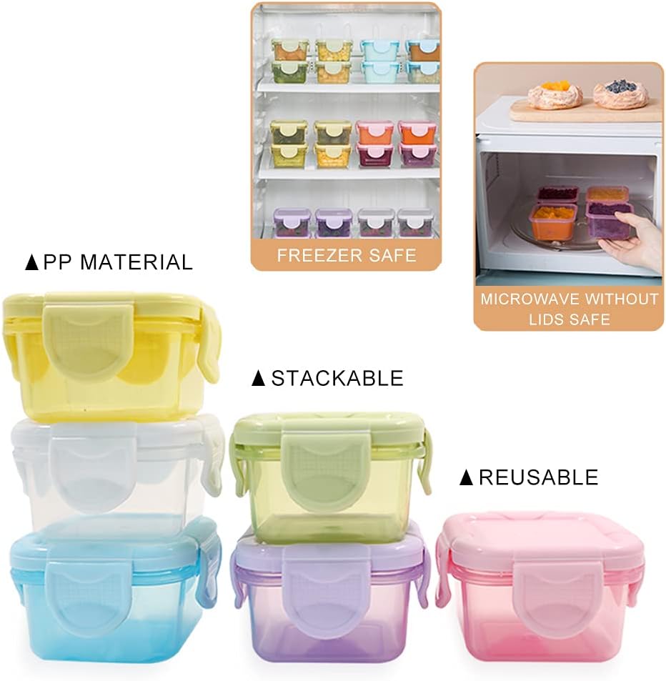 4PcsLeakproof Lids, Condiment Sauce Containers, Mini Freezer Storage Containers Airtight Containers, Microwave Safe