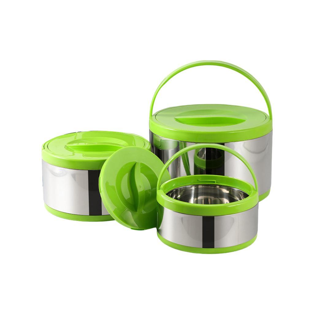 3x Thermal Lunch Box Stackable Leakproof Snack Box Container Portable Insulated Barrel for Soup Home Camping Outdoor Travelling