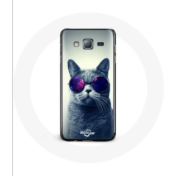Coque pour Samsung Galaxy j3 2016 Chat Lunettes violettes Style