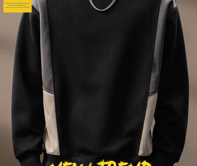 High-End Men's Retro Color Block Patchwork Heavyweight Hoodie, Autumn Arrival