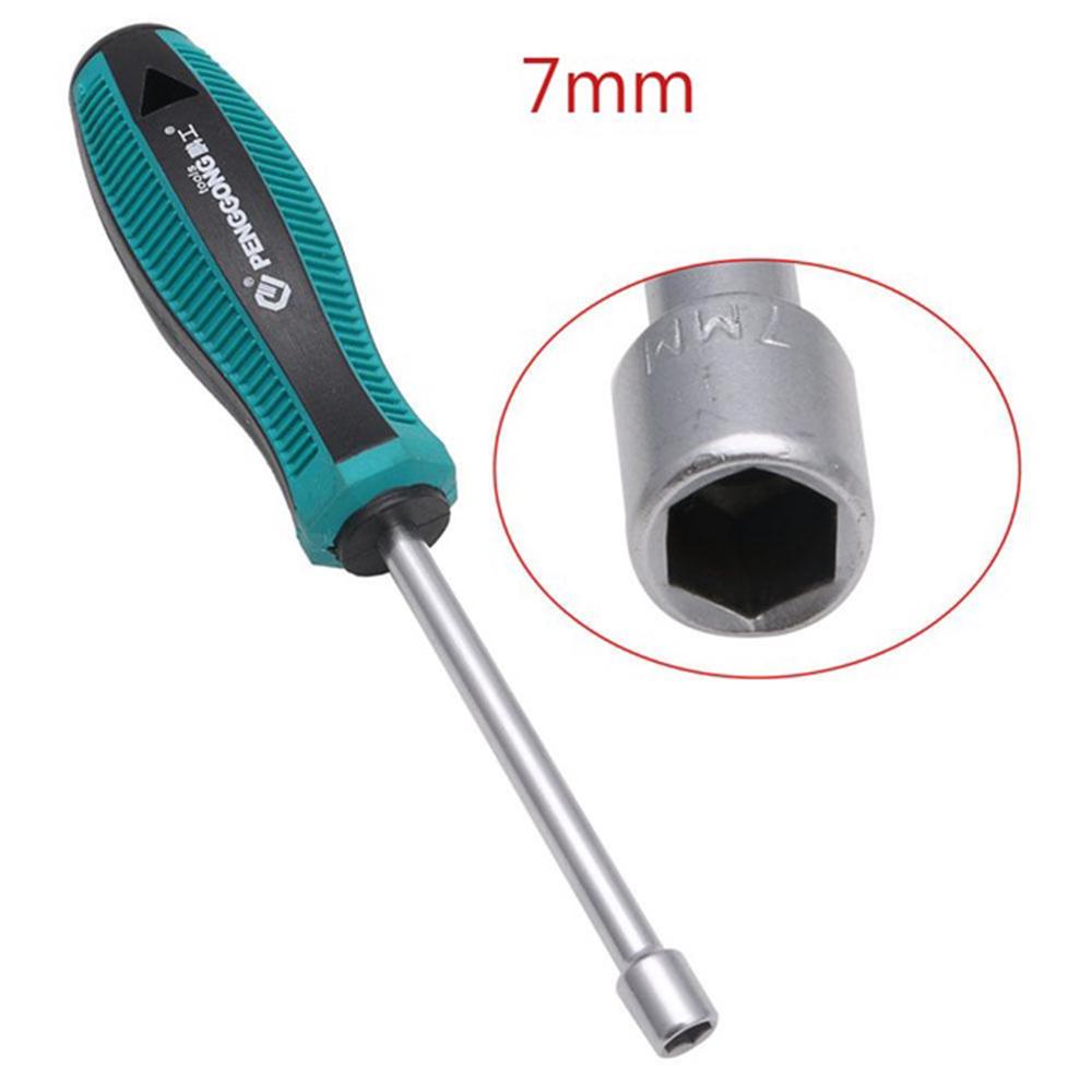 Metal Anti-slip Handle Hex Nut Key Wrench Nutdriver Socket Driver Screwdriver