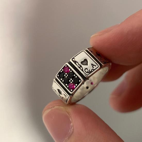 Charming Exaggerated Wear Resistant Knuckle Ring Playing Cards Open Cuff Finger Women Jewelry