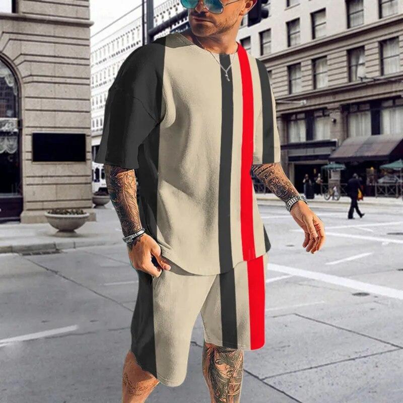 Новый летний мужской спортивный костюм, однотонная футболка + шорты, модный стильный спортивный костюм, комплект, спортивная одежда, костюм, одежда больших размеров