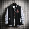 Letter Rib Sleeve Cotton Fashion Logo Single Breasted Casual Bomber Baseball Jacket Loose Cardigan Coat