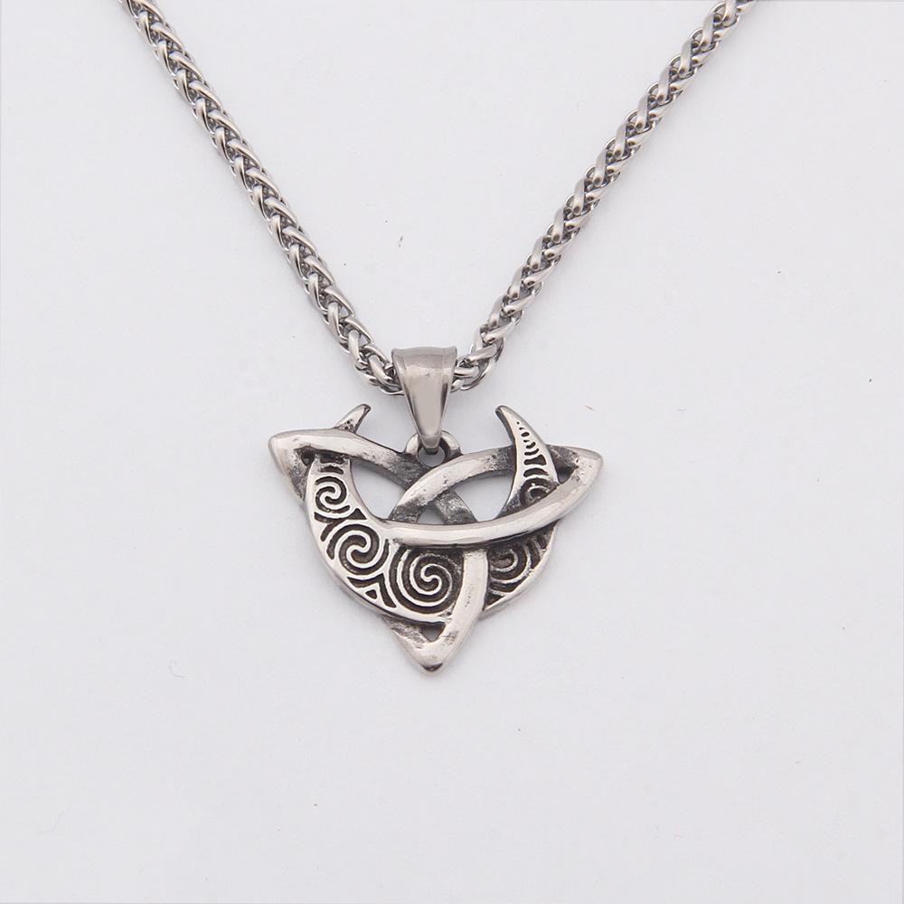 Ожерелье из нержавеющей стали с подвеской в виде кельтского викинга Triquetra Trinity Knot Crescent Moon