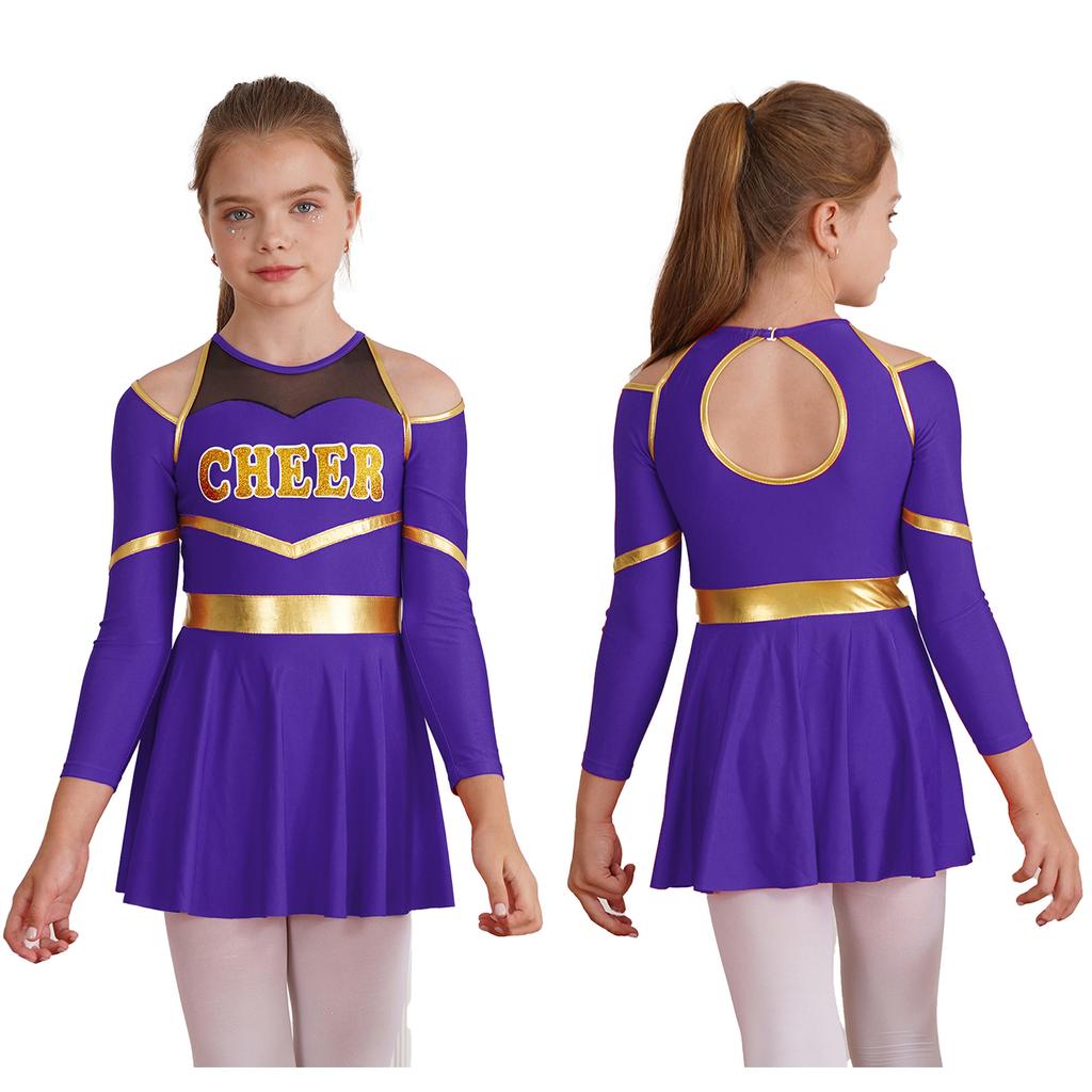 Girls Figure Skating Gymnastics Costume Modern Jazz Ballet Dancewear Pathwork Dress School Sport Meeting Cheerleading Uniform