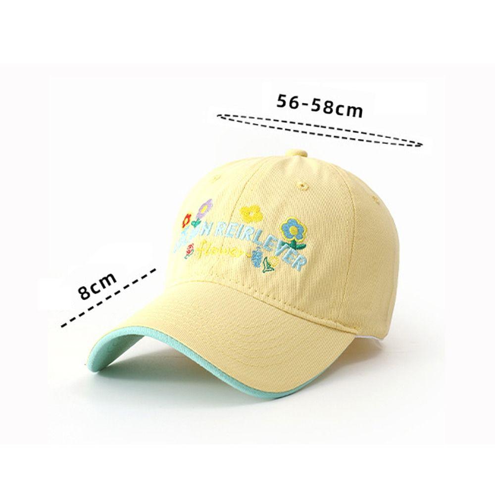 Cotton Floral Baseball Cap Letter Embroidered Streetwear Hats Casual Peaked Cap  For Women Girls