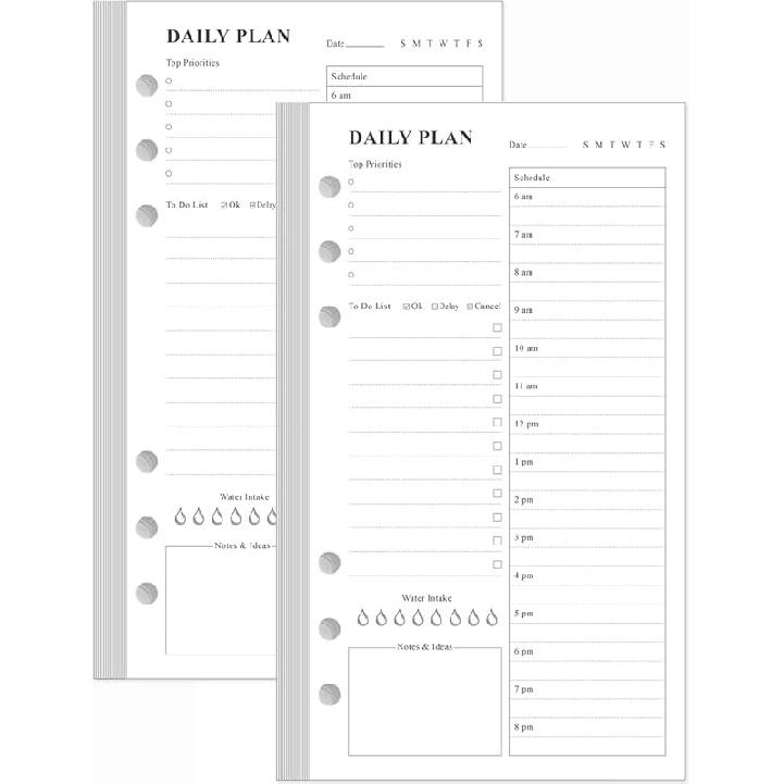 Ежедневник A6 без дат - Список дел для ежедневников Filofax Personal, 80 листов/160 страниц, Планер и линованная вставка, 6-отверстная, 3,75" x