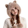 Winter Cute Warm Knitted Hats for Women Cartoon Cat's Ears Two Balls Earflap Cap Plush Fluffy Thicken Warm Fur Beanie Hat Female