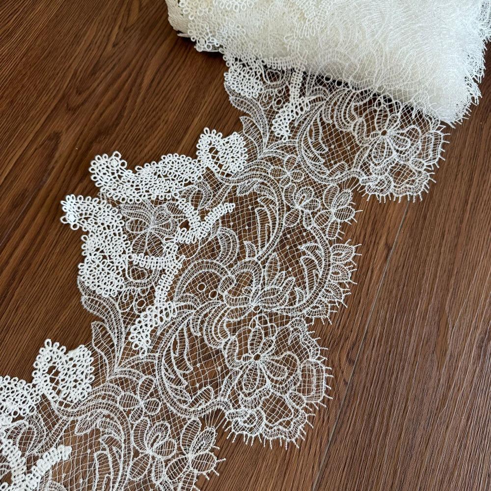 Кружево с вышивкой «Бородатый край» 1 ярд Рыбья шелковая кружевная ручная работа Ажурное кружево Свадебное платье