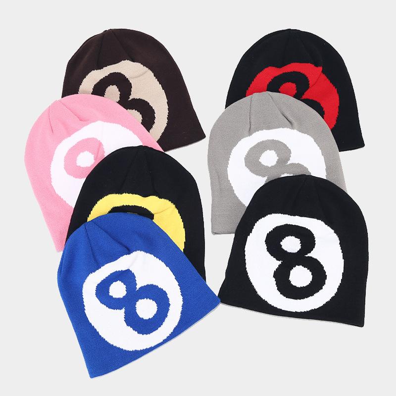 Wholesale Thermal Skull Cap #8 Black Jacquard Knit Beanie Hat Windproof Outdoor Cycling Gear for Travel