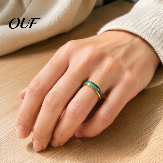 Minimalist Finger Band Temperature Color Changing Mood Ring, Stainless Steel Ring Sensetive for Men Women, Jewelry Unisex