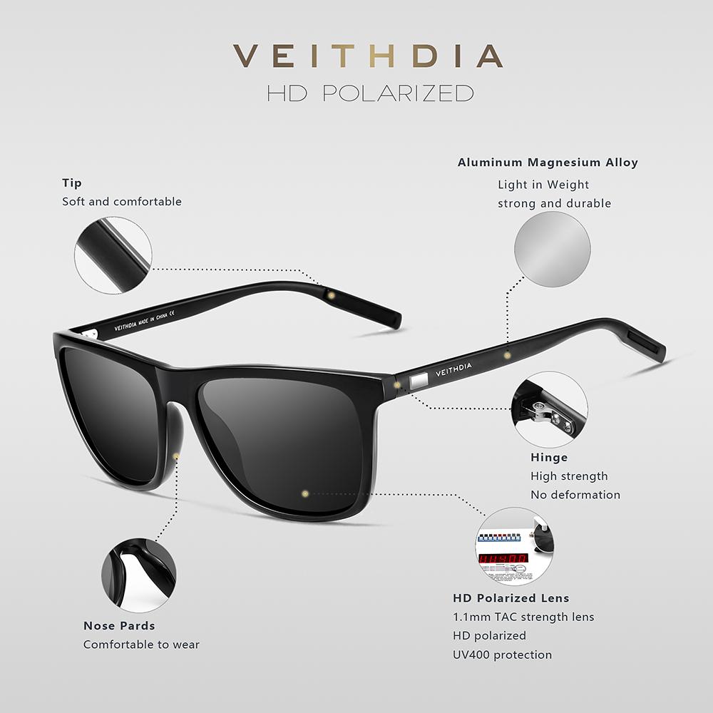 Брендовые солнцезащитные очки VEITHDIA, унисекс, ретро, ​​алюминий + TR90, солнцезащитные очки с поляризационными линзами, винтажные очки, солнцезащитные очки для мужчин/женщин 6108