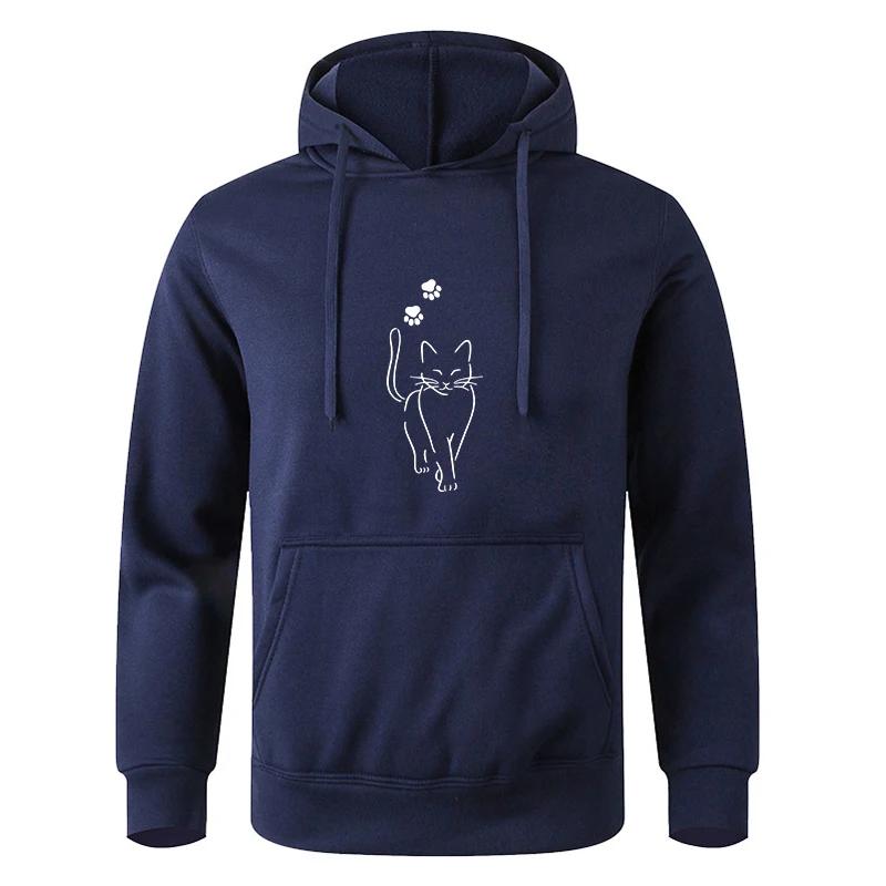 Осенний флисовый худи с длинным рукавом, капюшоном, кулиской, карманом, свободного кроя, с принтом, в корейском стиле