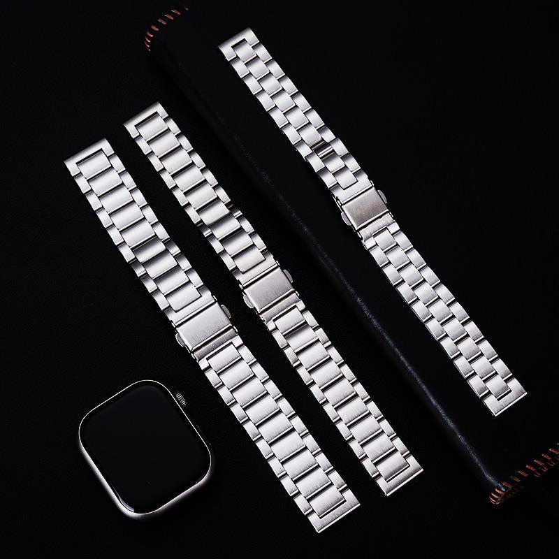 Браслет из нержавеющей стали для Apple Watch, металлический ремешок унисекс для часов — новый дизайн с плоским креплением.