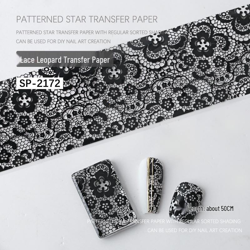 Наклейки-переводки для нейл-арта «Звездное небо»: Кружево и Леопардовые Лазерные Принты